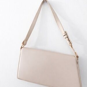 Nude/ Light Pink Diagonal Shoulder Bag – Gold Hardware